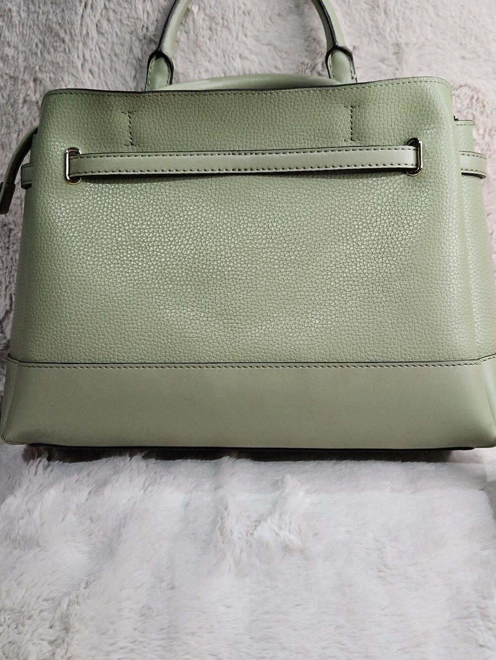 2023 Michael Kors Olive/Sage Reed Large Pebble Leather Belted Satchel